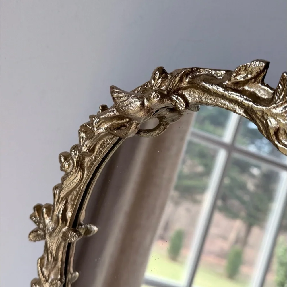 Ashland Ornate Gold Floral Oval Mirror Antique Gold Vintage Botanical Mirror